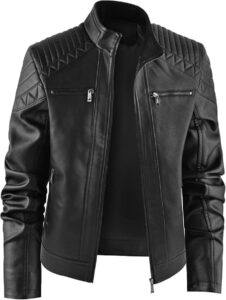 Men's Slim Fit Faux Leather Biker Jacket