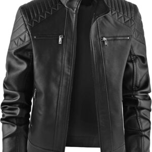 Men's Slim Fit Faux Leather Biker Jacket
