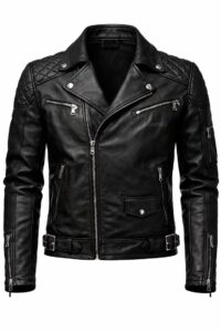 Men's Leather Jacket with Waist Belts