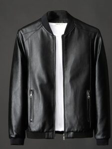 Men's Minimalist Leather Bomber Jacket