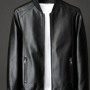 Men's Minimalist Leather Bomber Jacket
