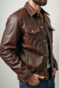 Men's Vintage Brown Leather Shirt Jacket