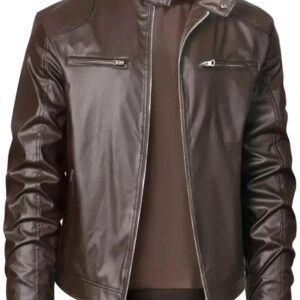 Men's Slim Fit Faux Leather Jacket