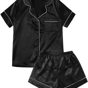 Black Silk-Satin Pajama Set