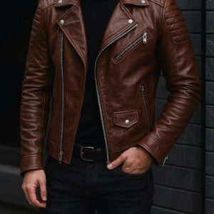 Men's Slim-Fit Quilted Leather Jacket