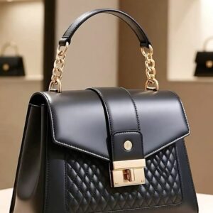 Women's Quilted Panel Flap Satchel